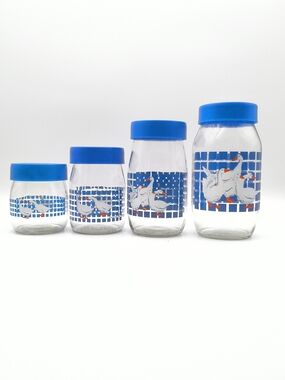 1982 Set of 4 Carlton Glass Country Geese Canisters - 3/4L, 1L, 1.5L, 2L